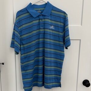 Men's Blue and Green Striped Golf Shirt